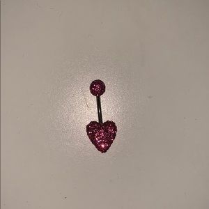 Pink heart belly button ring